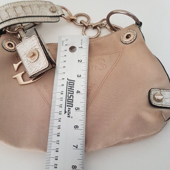 Y2K Vintage GUESS USA Purse Bag Washed Jeans Canvas Faux Leather Strap Logo RARE - Picture 4 of 16